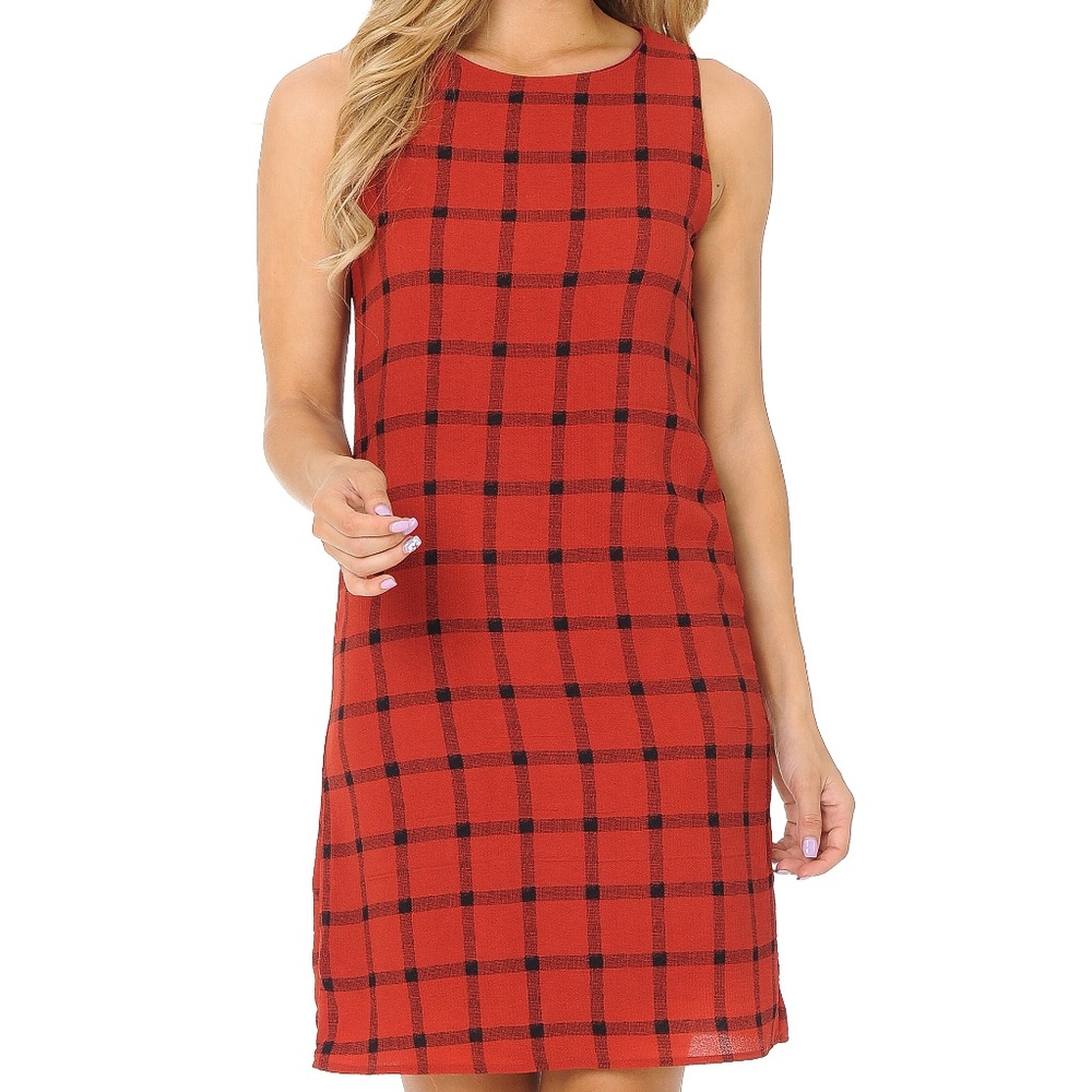 PRINT WOVEN SLEEVELESS DRESS